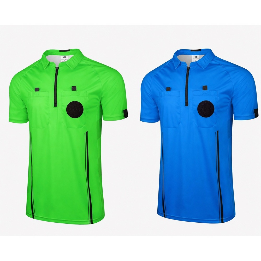 FitsT4 Pro Soccer Referee Jersey Bundle Blue & Green Medium NWT Zip Pocket